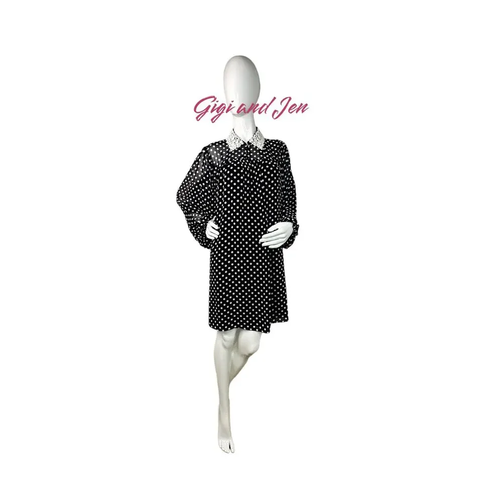 Kate spade Domino Dot Swing Dress Size Medium Black - Picture 3 of 9